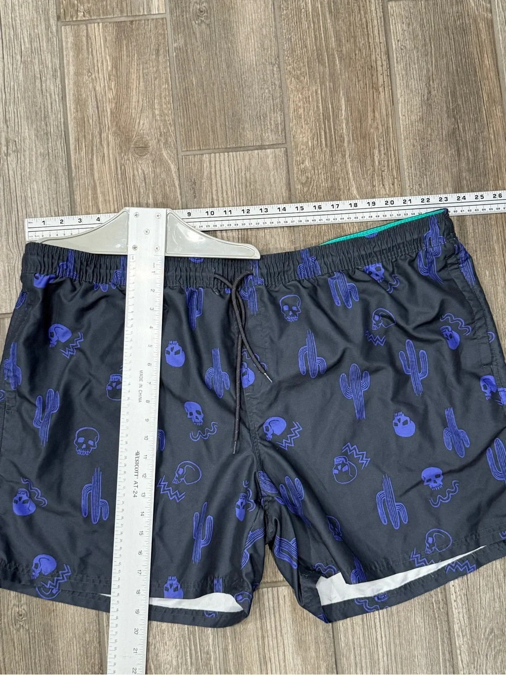 No Boundaries Men's Swim Trunks Charcoal Gray Purple Skull Cactus Pattern 3XL